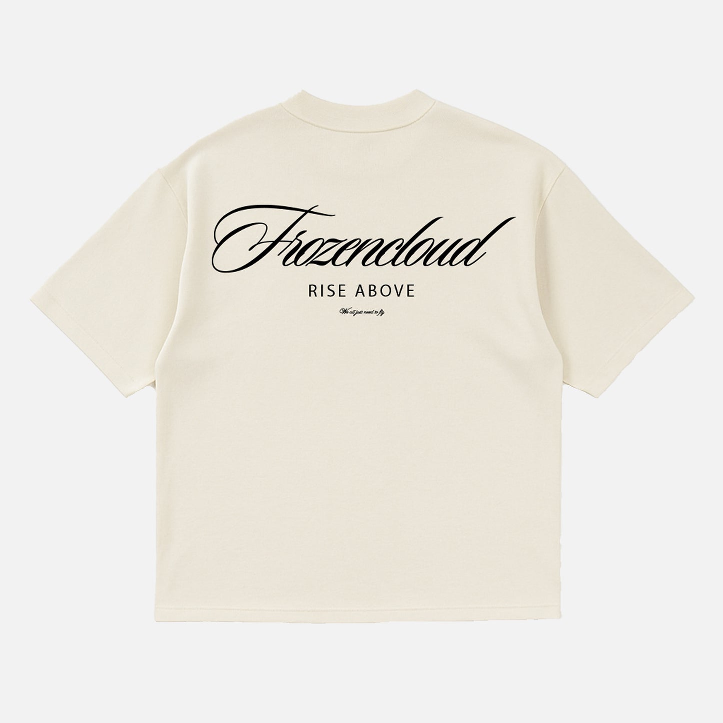 Flat white script tee