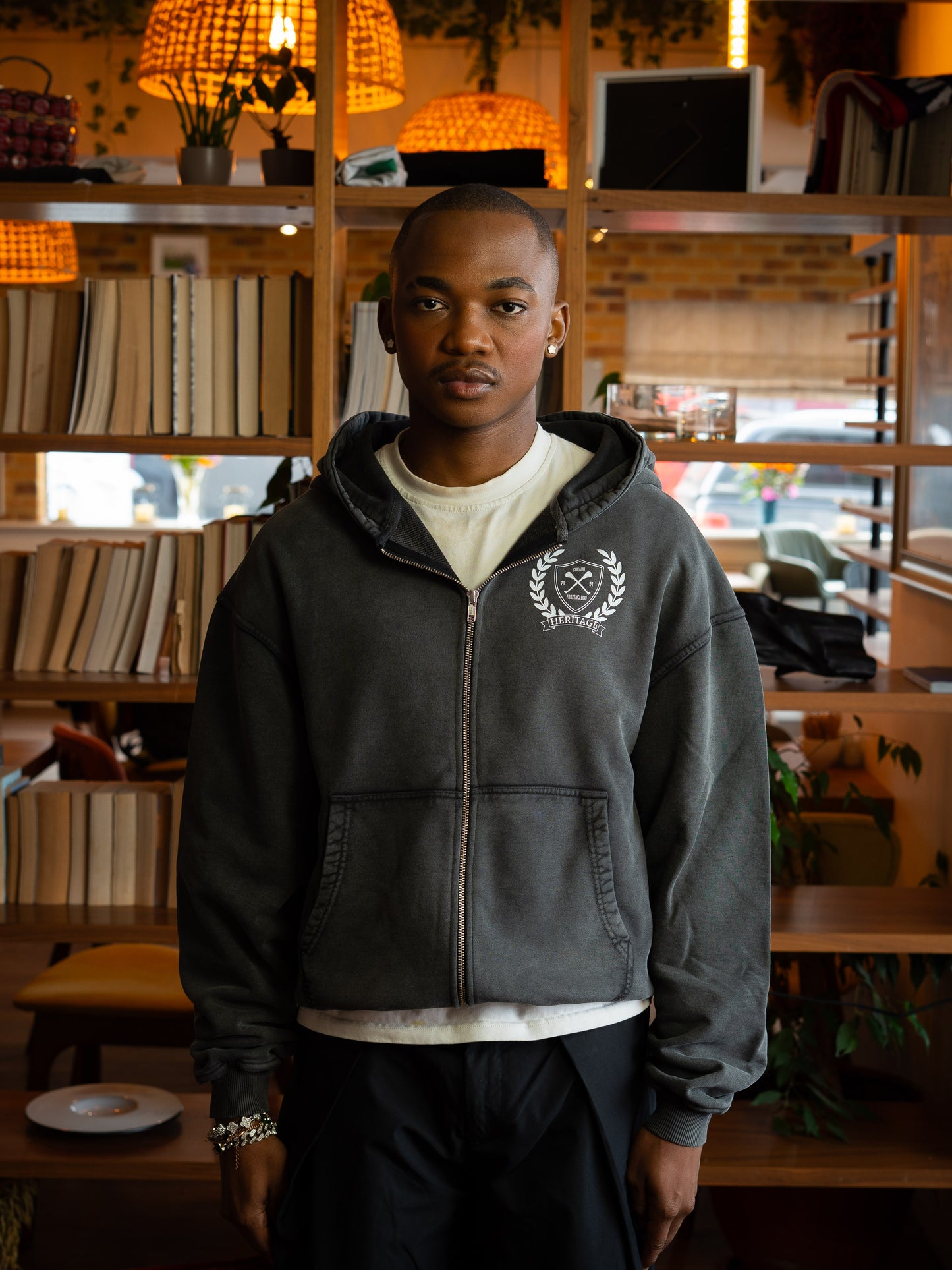 Heritage Zip Hoodie Charcole Grey